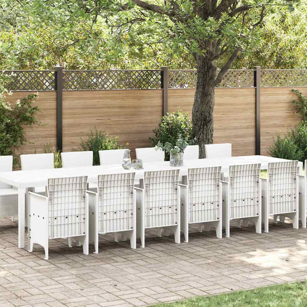 15 Delers Have Spisestel Hvid Poly Rattan, vidaXL Havebord Hvid 250x100x73 cm Poly Rattan, vidaXL Havebord Hvid 150x100x73 cm Poly Rattan, vidaXL Have stole 2 stk Hvid Poly Rattan, vidaXL Have stole 4 stk Hvid Poly Rattan
