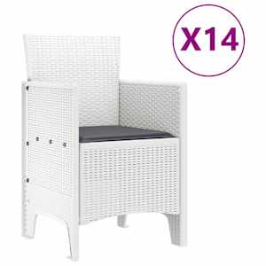 Zahradní jídelní souprava s polštáři s polštářem 15 pcs Bílá PP - obrázek 5