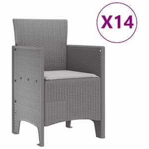 Zahradní jídelní souprava s polštáři 15 pcs Světle šedá PP - obrázek 5