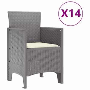 Zahradní jídelní souprava s polštáři 15 pcs Světle šedá PP - obrázek 5