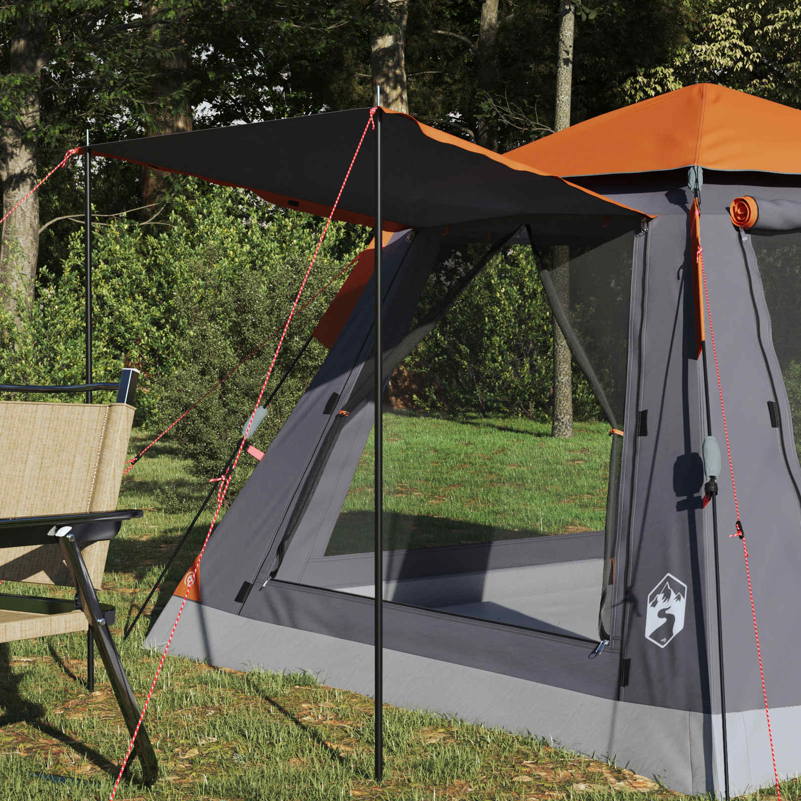 Thumbnail - vidaXL Sofort Zelt Grau und Orange 205 x 205 x 143 cm Stahl