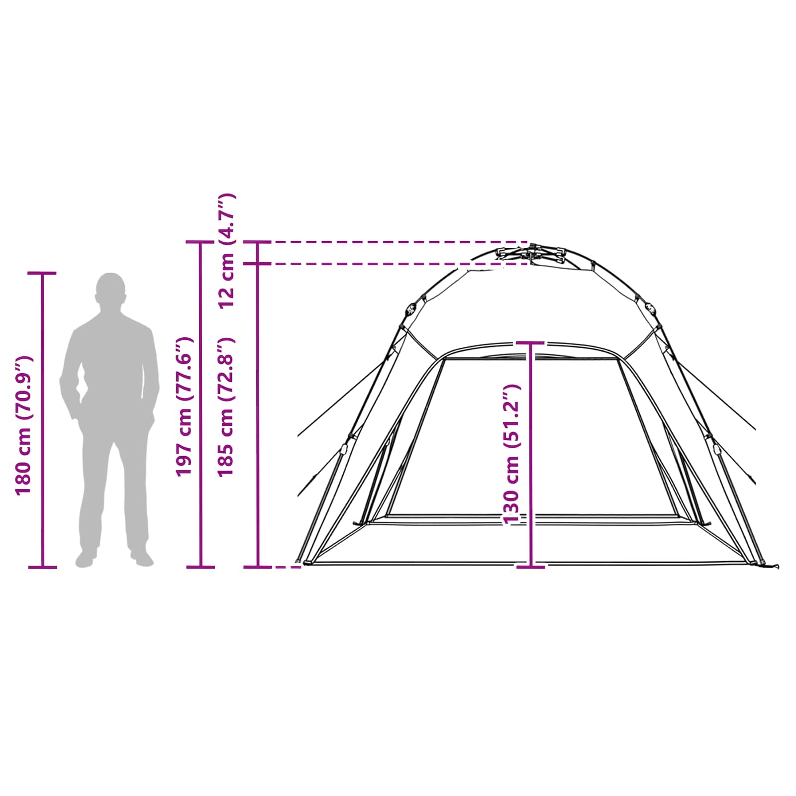 Takojšnji šotor Azurna modra 260 x 260 x 197 cm Jeklo - slika 12