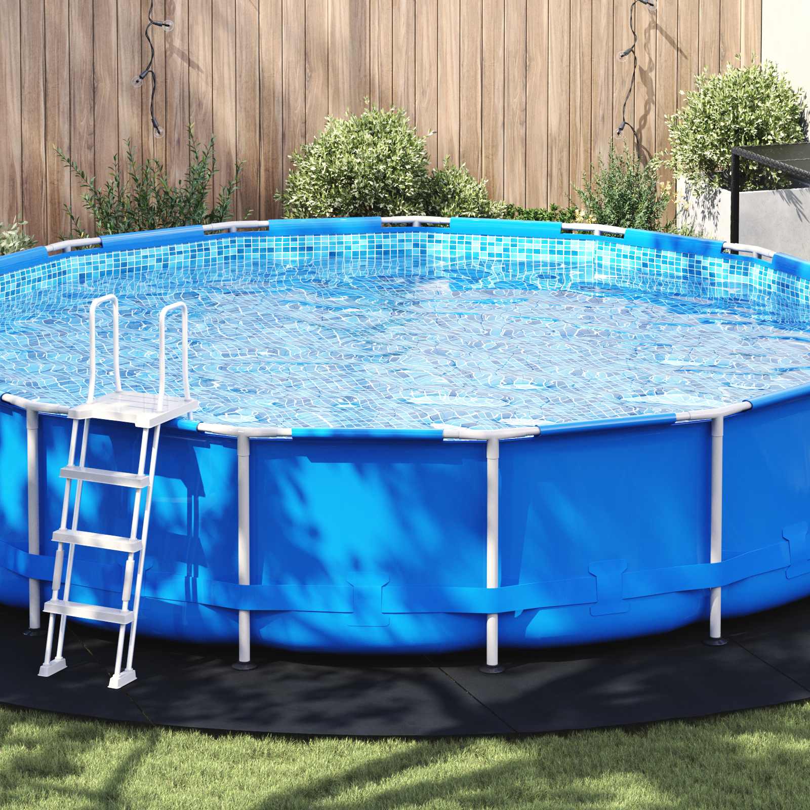 vidaXL Bodenfolie für Pools Schwarz Ø 610 cm Vliesstoff