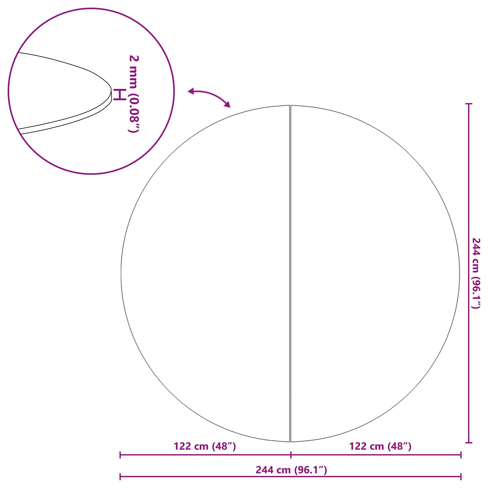 Zwembad Grondzeil Zwart Ø 244 cm Niet-geweven Stof image 10