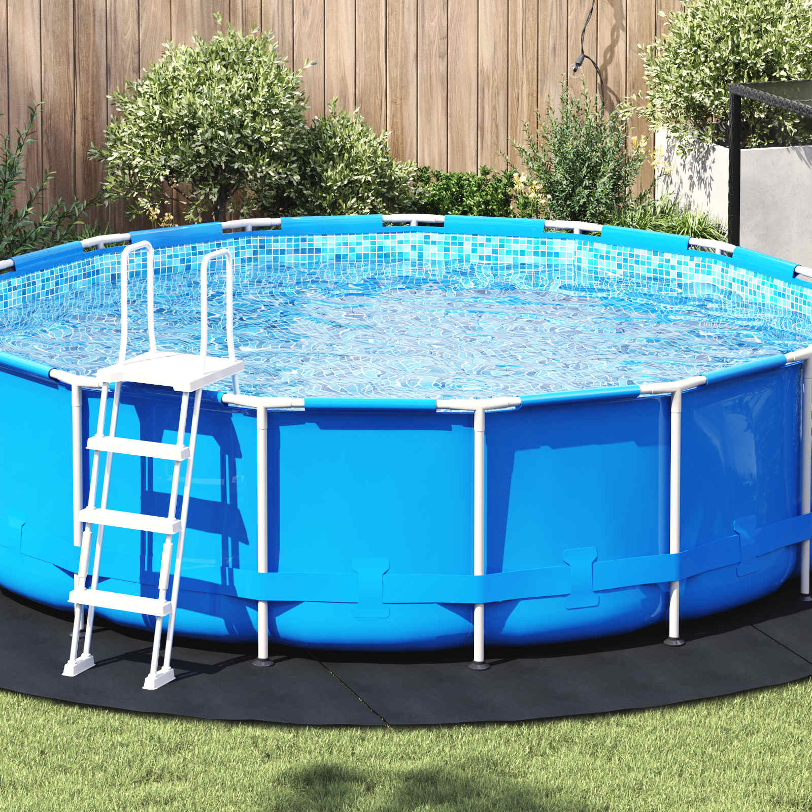 Basseini põrandakatte leht Must Ø 396 cm Mitte-kootud kangas