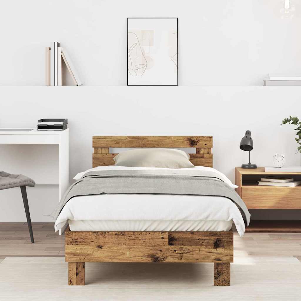 Einzelbettgestell aus altem Holz 90x200 cm - Aus Holzwerkstoff