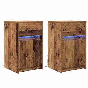 LED noční skříňka se zásuvkou 2 pcs Staré dřevo 38 x 34 x 61 cm - obrázek 2