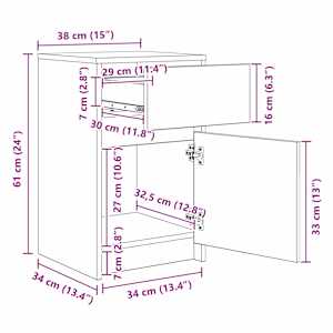 LED noční skříňka se zásuvkou 2 pcs Staré dřevo 38 x 34 x 61 cm - obrázek 14