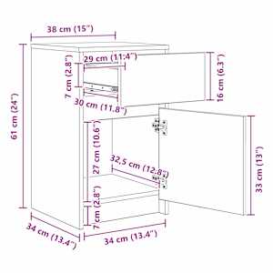 LED noční skříňka Černý dub 38 x 34 x 61 cm Kompozitní dřevo - obrázek 14