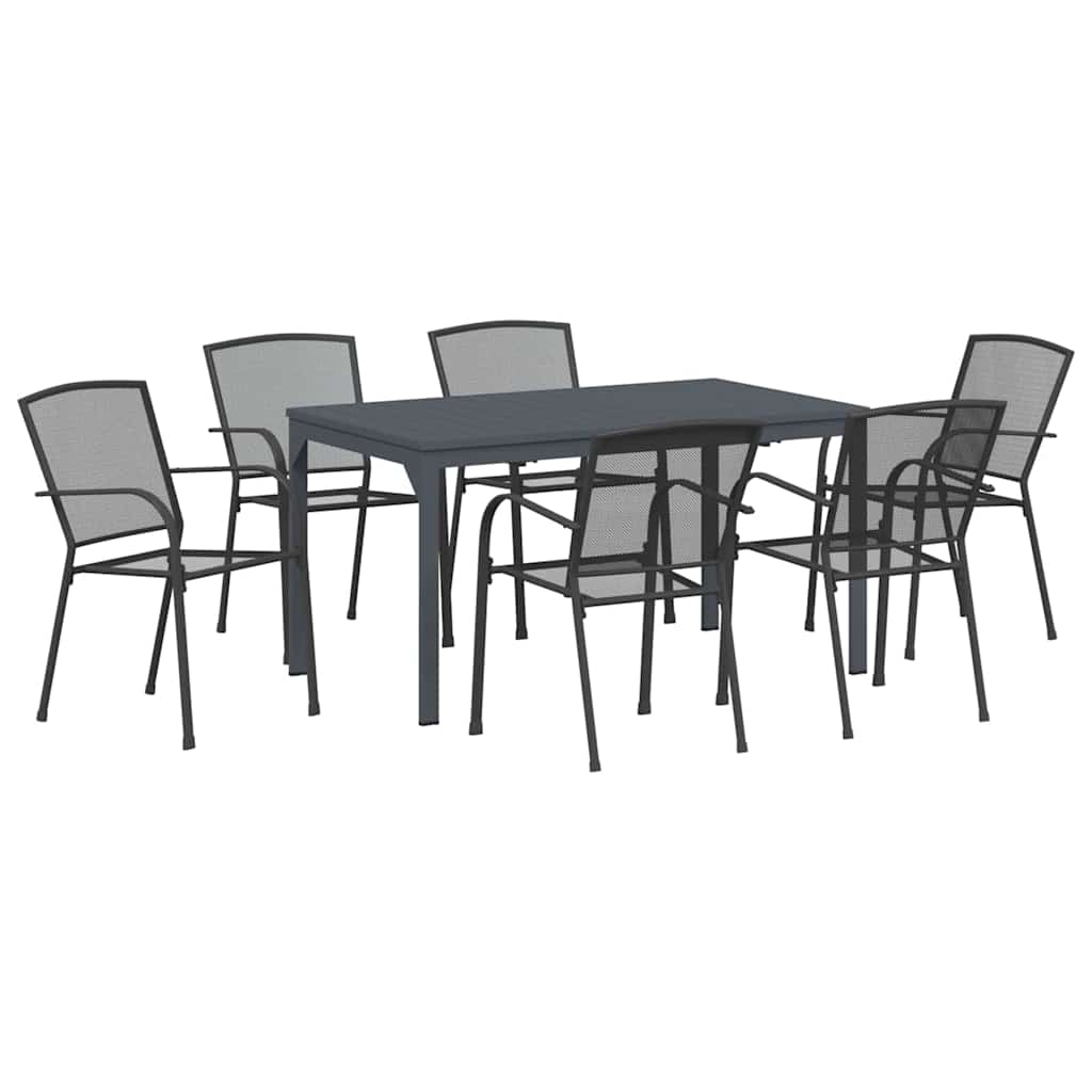 Puutarhan ruokailusarja 7 pcs Hiili 7-osainen setti