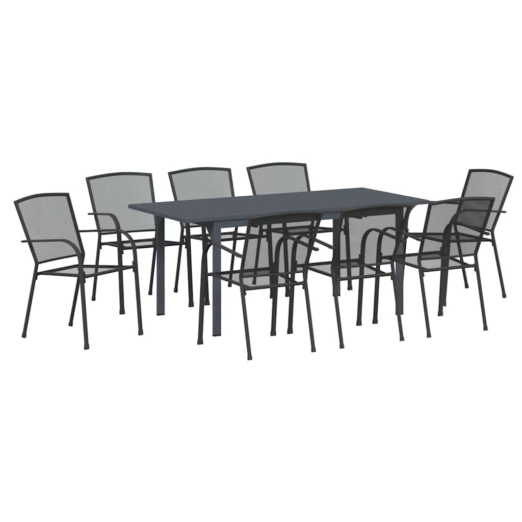 Puutarharuokailusarja 9 pcs Musta Iso Metalli