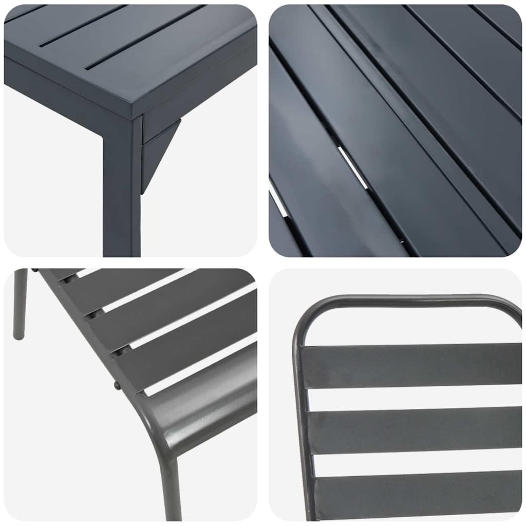 vidaXL Garten Essgruppe 9 pcs Anthrazit Pulverbeschichteter Stahl – Bild 9