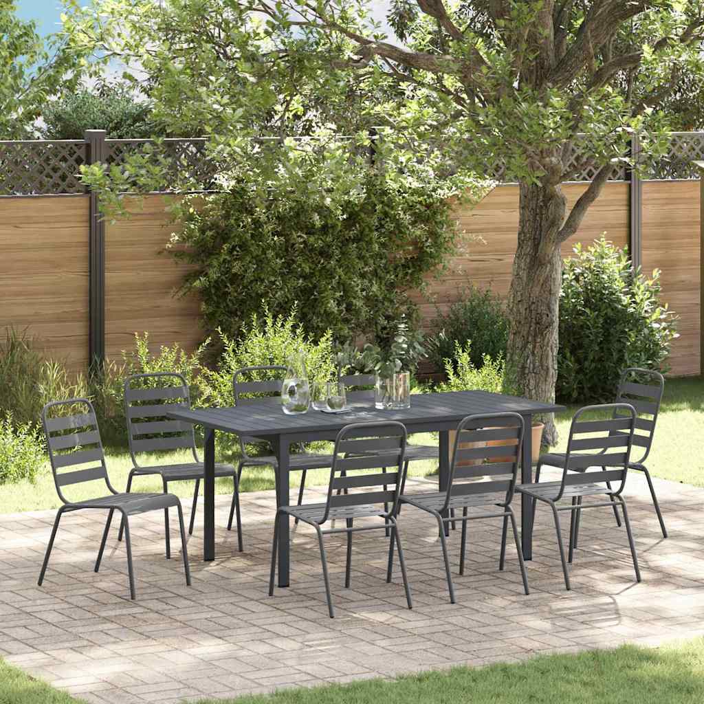 vidaXL Garten Essgruppe 9 pcs Anthrazit Pulverbeschichteter Stahl