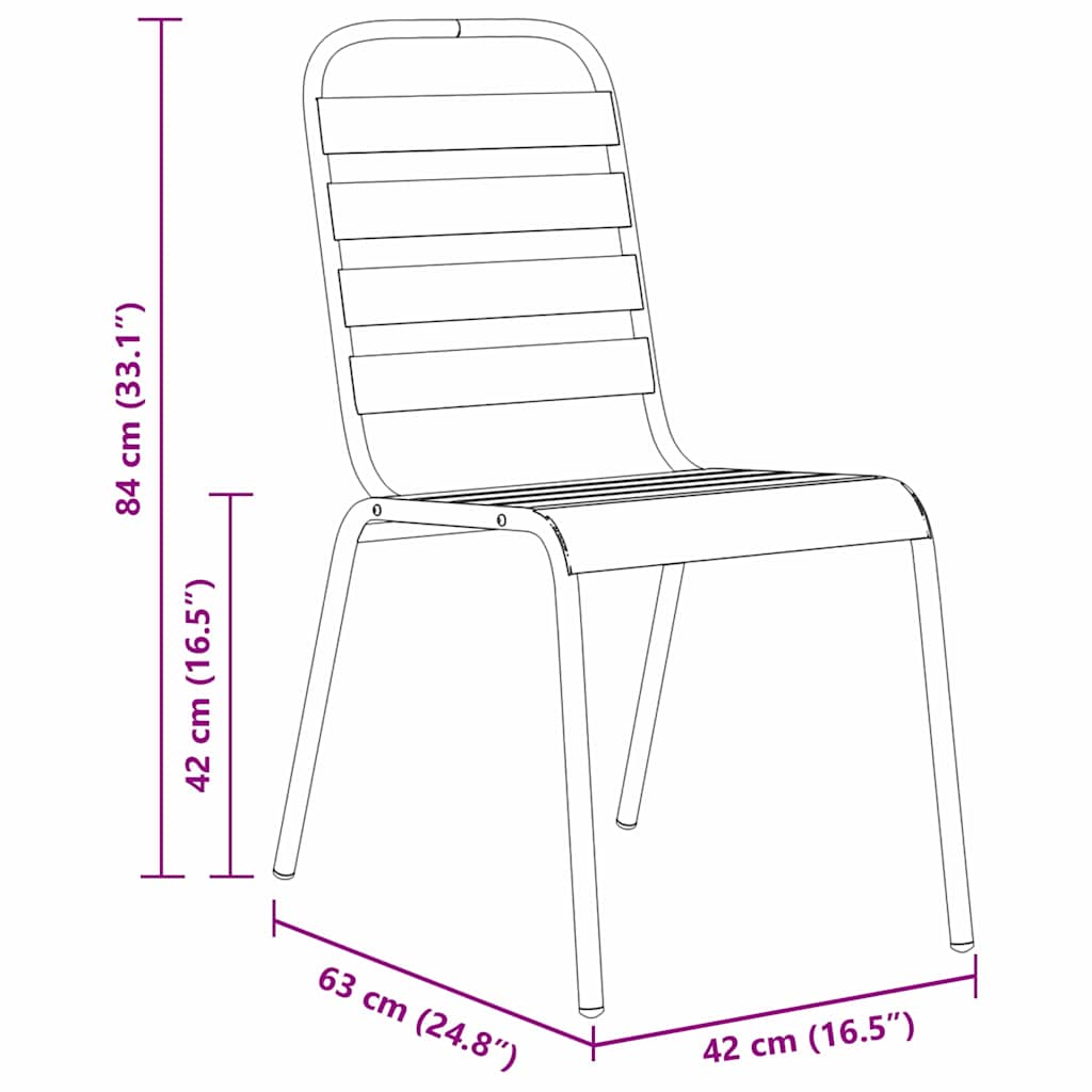 vidaXL Garten Essgruppe 9 pcs Anthrazit Pulverbeschichteter Stahl – Bild 11