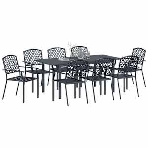 Zahradní jídelní souprava 9 pcs Antracit Práškově lakovaná ocel - obrázek 3