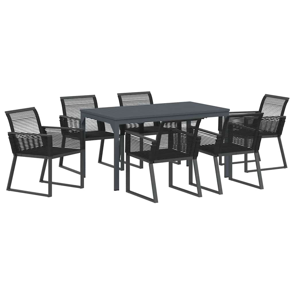 Puutarhan ruokailu setti 7 pcs Musta Keskikokoinen