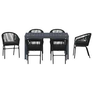 Zahradní jídelní souprava 7 pcs Černá polyratan - obrázek 7