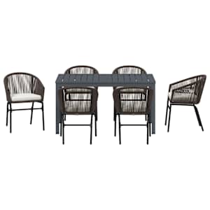 Zahradní jídelní souprava 7 pcs Hnědá polyratan - obrázek 7