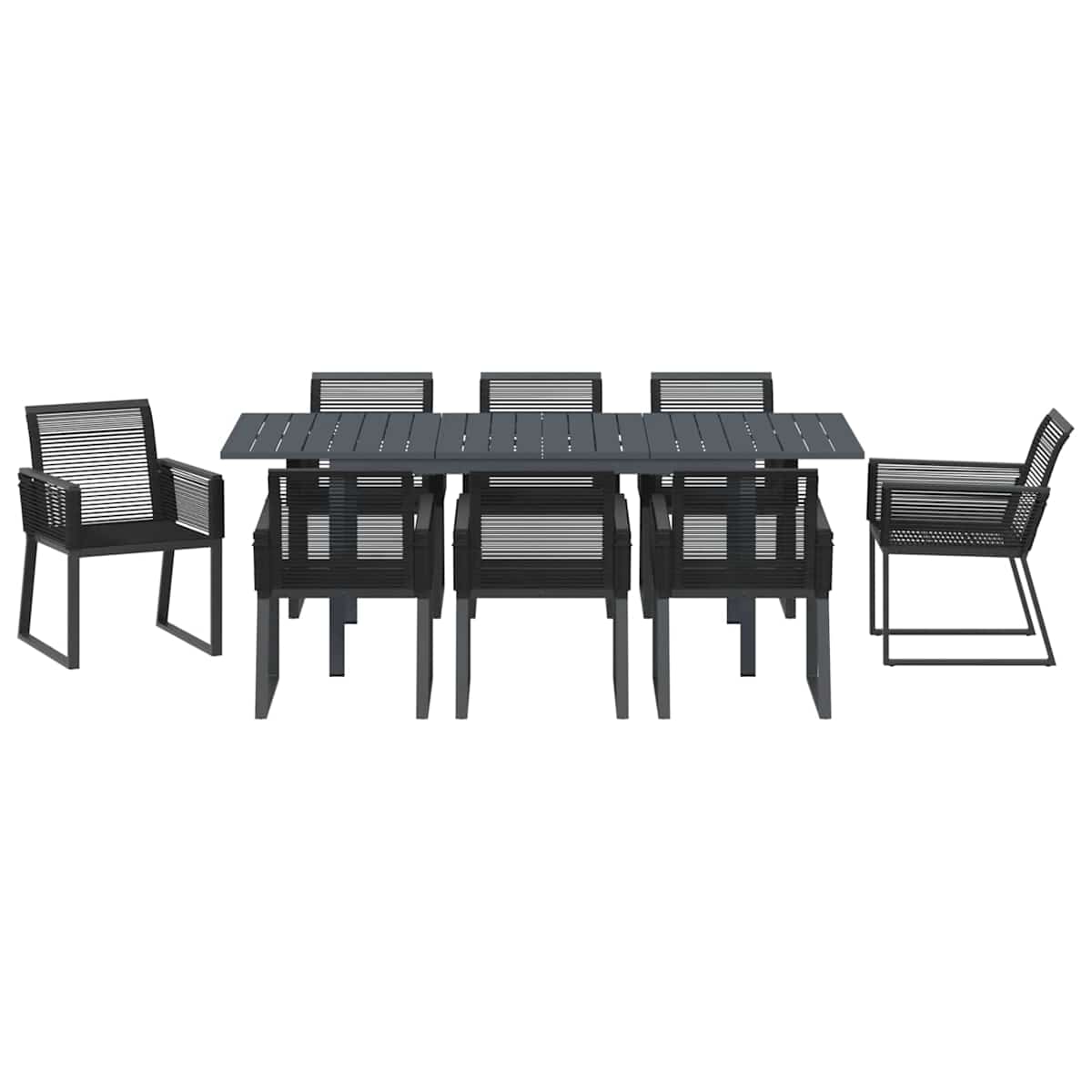 Have Spisebordssæt 9 stk. Sort polyrattan - Billede 7