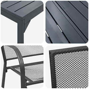 Zahradní jídelní souprava 9 pcs Antracit Ocel - obrázek 9