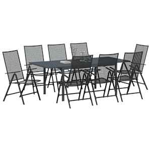 Zahradní jídelní souprava 9 pcs Antracit Ocel - obrázek 3