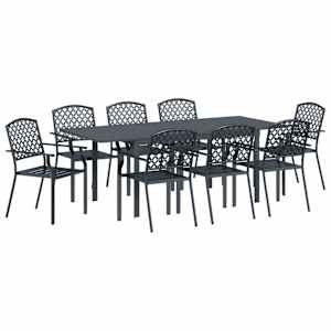 Zahradní jídelní souprava 9 pcs Antracit Ocel - obrázek 2