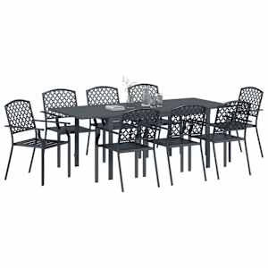 Zahradní jídelní souprava 9 pcs Antracit Ocel - obrázek 3