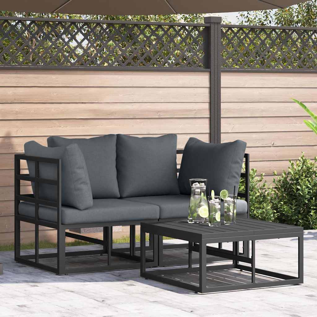 Puutarhasohva Setti 3 pcs Musta 70 x 70 x 32 cm Alumiini