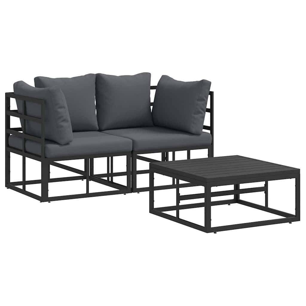 Puutarhasohva Setti 3 pcs Musta 70 x 70 x 32 cm Alumiini