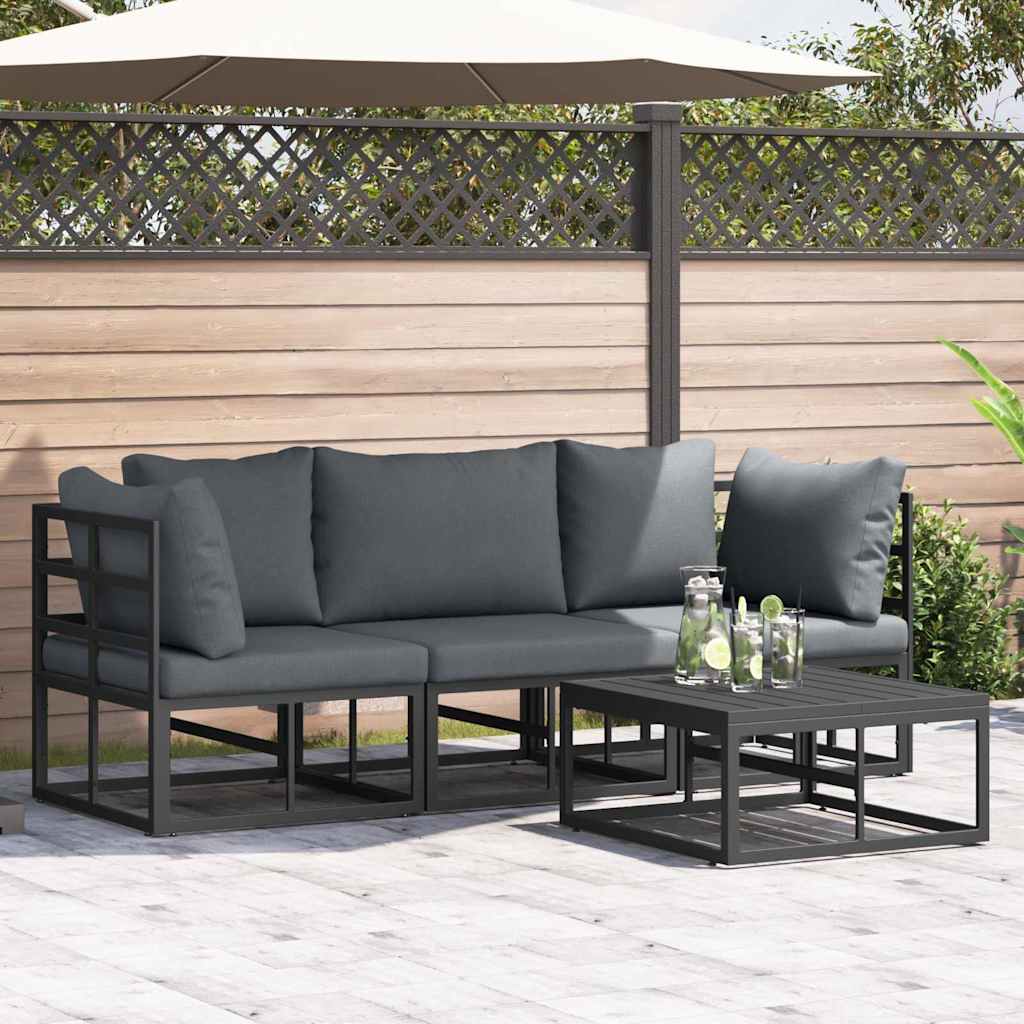 Puutarhasohva Setti 4 pcs Musta 70 x 70 x 32 cm Alumiini