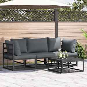 Vrtna sedežna garnitura 4 pcs Črna Kovina