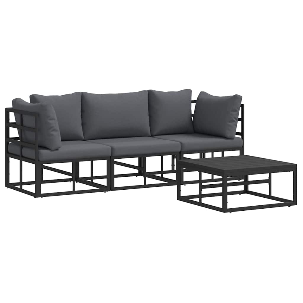 Puutarhasohva Setti 4 pcs Musta 70 x 70 x 32 cm Alumiini