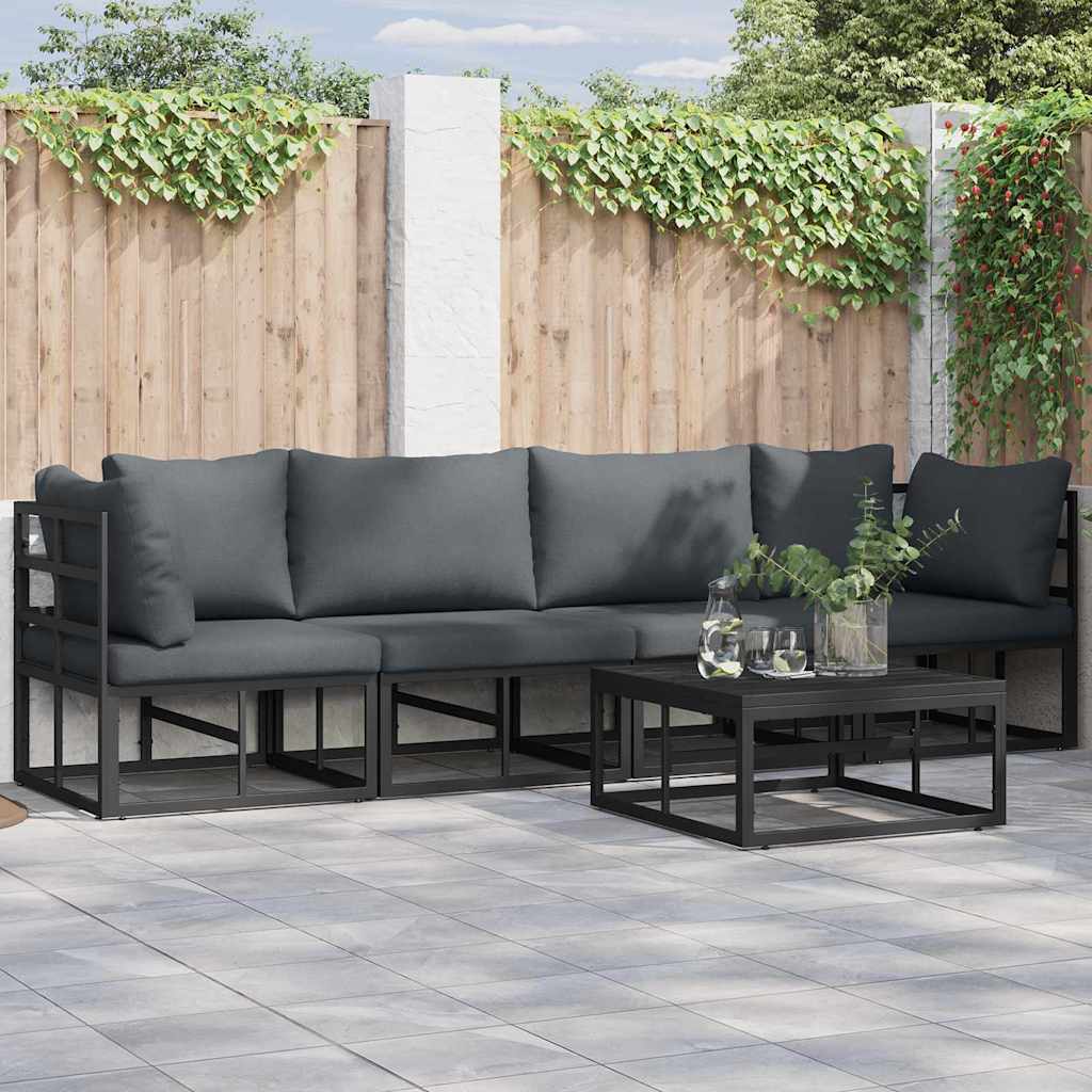vidaXL Gartensofa-set 4 pcs Schwarz Metall