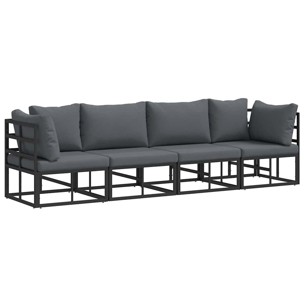 Puutarhasohva Setti 4 pcs Musta 283 x 71.5 x 71 cm Alumiini