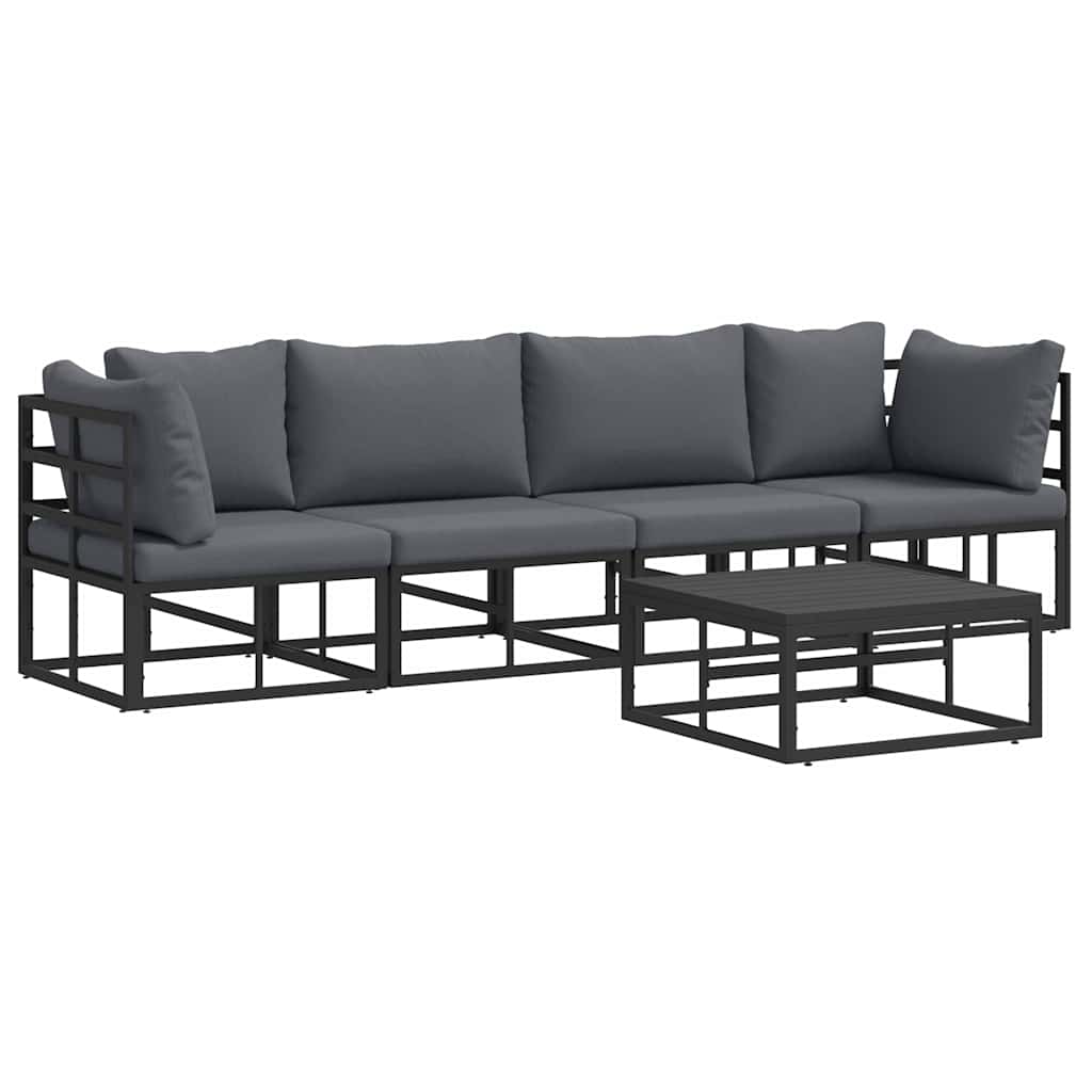 Puutarhasohva Setti 5 pcs Musta 70 x 70 x 32 cm Alumiini