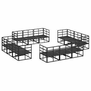 Sada zahradních pohovek 12 pcs Černá kov - obrázek 5