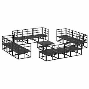 Sada zahradních pohovek 13 pcs Černá kov - obrázek 6