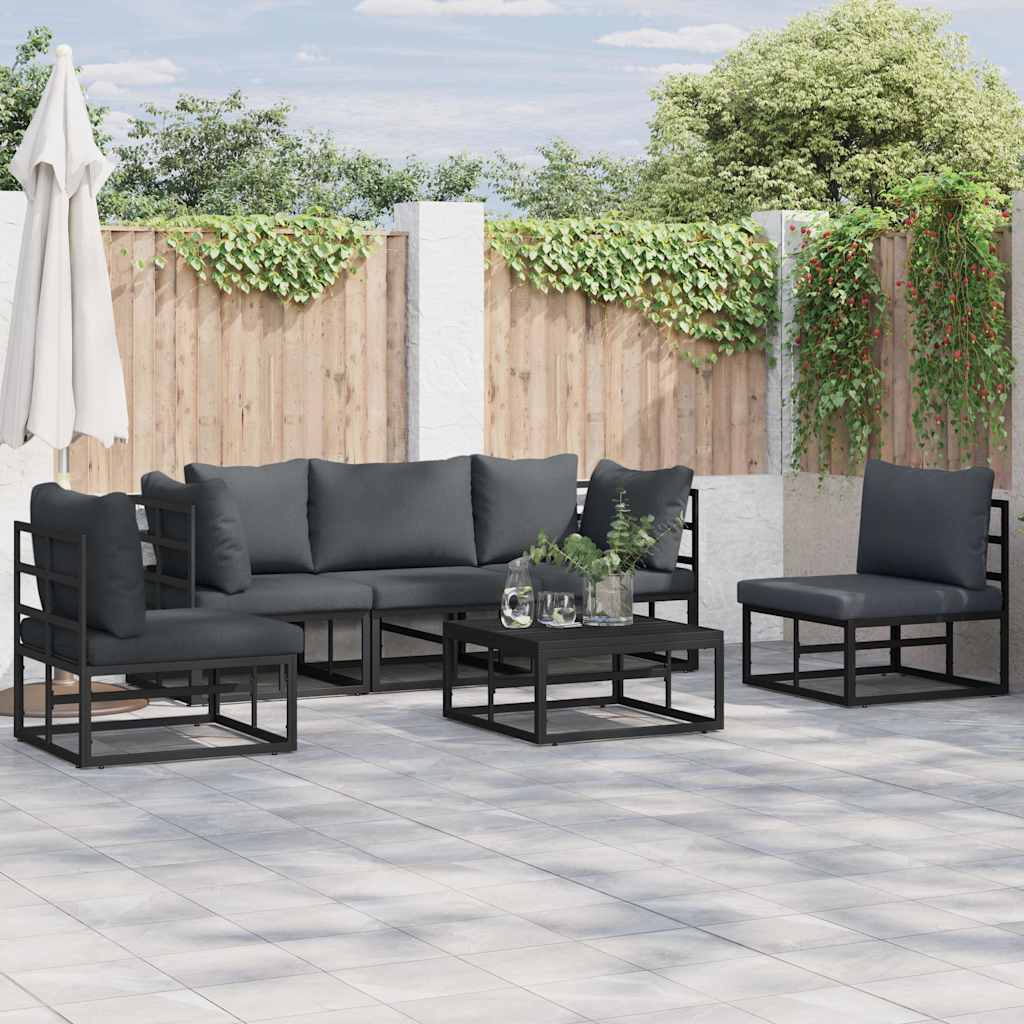 Puutarhasohva Setti 5 pcs Musta 213 x 71.5 x 71 cm Alumiini