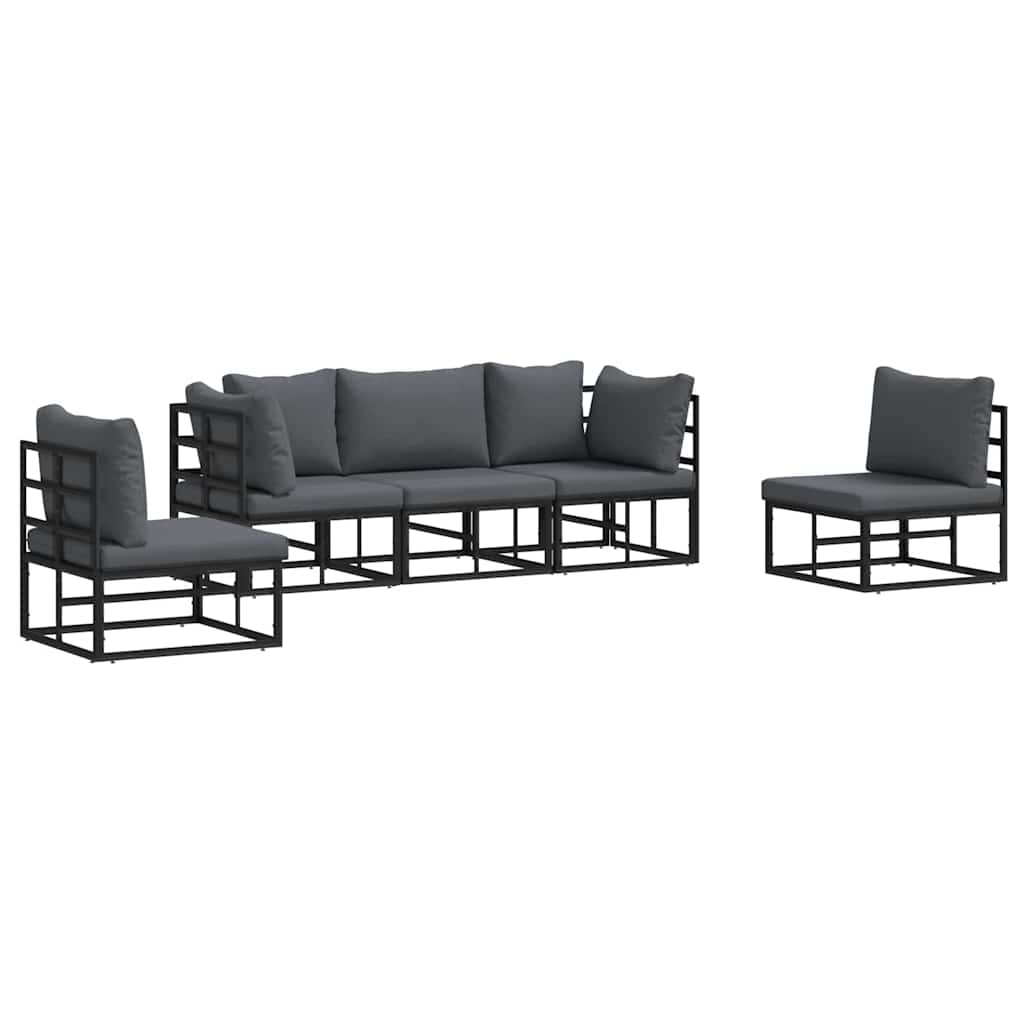 Puutarhasohva Setti 5 pcs Musta 213 x 71.5 x 71 cm Alumiini