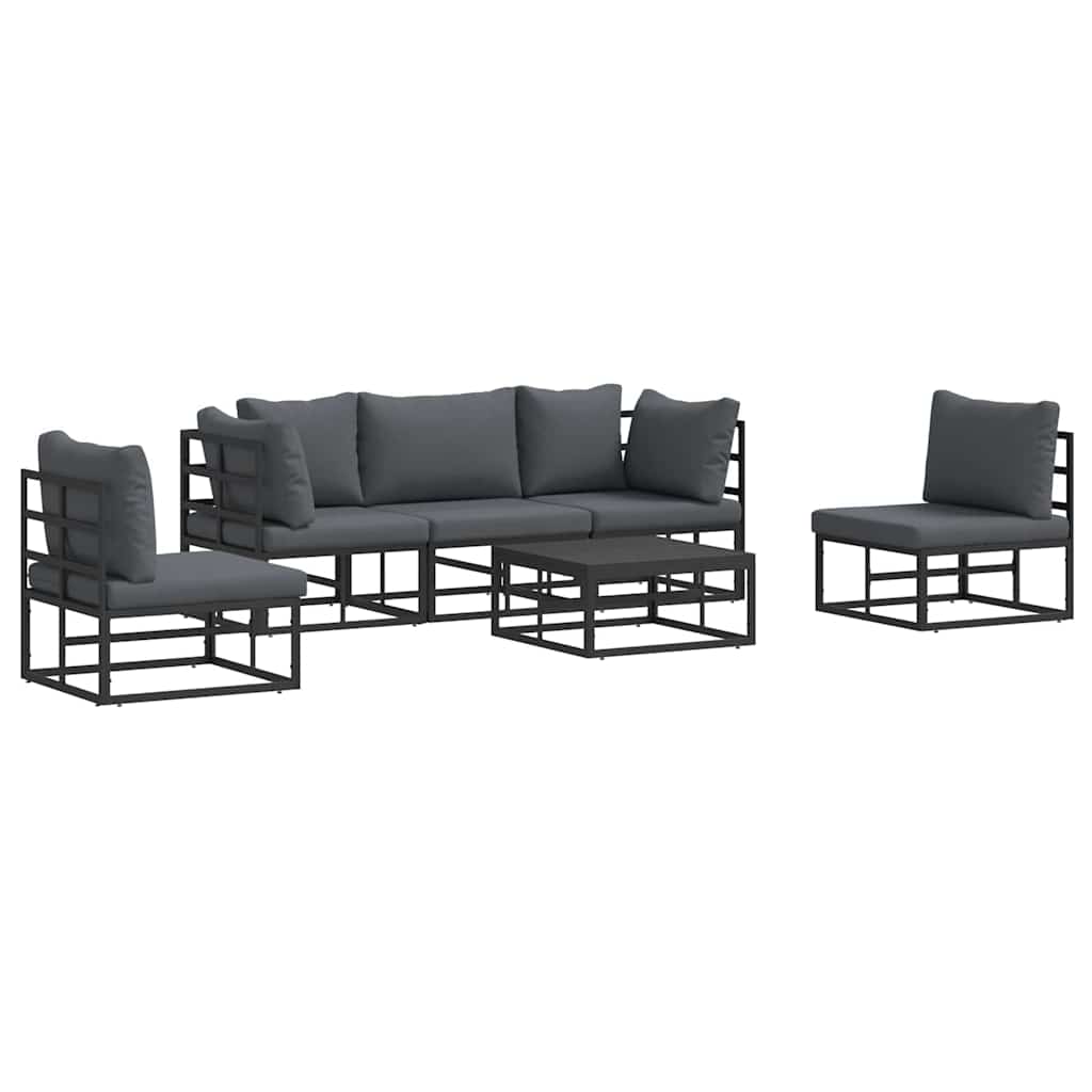 Puutarhasohva Setti 6 pcs Musta 70 x 70 x 32 cm Alumiini