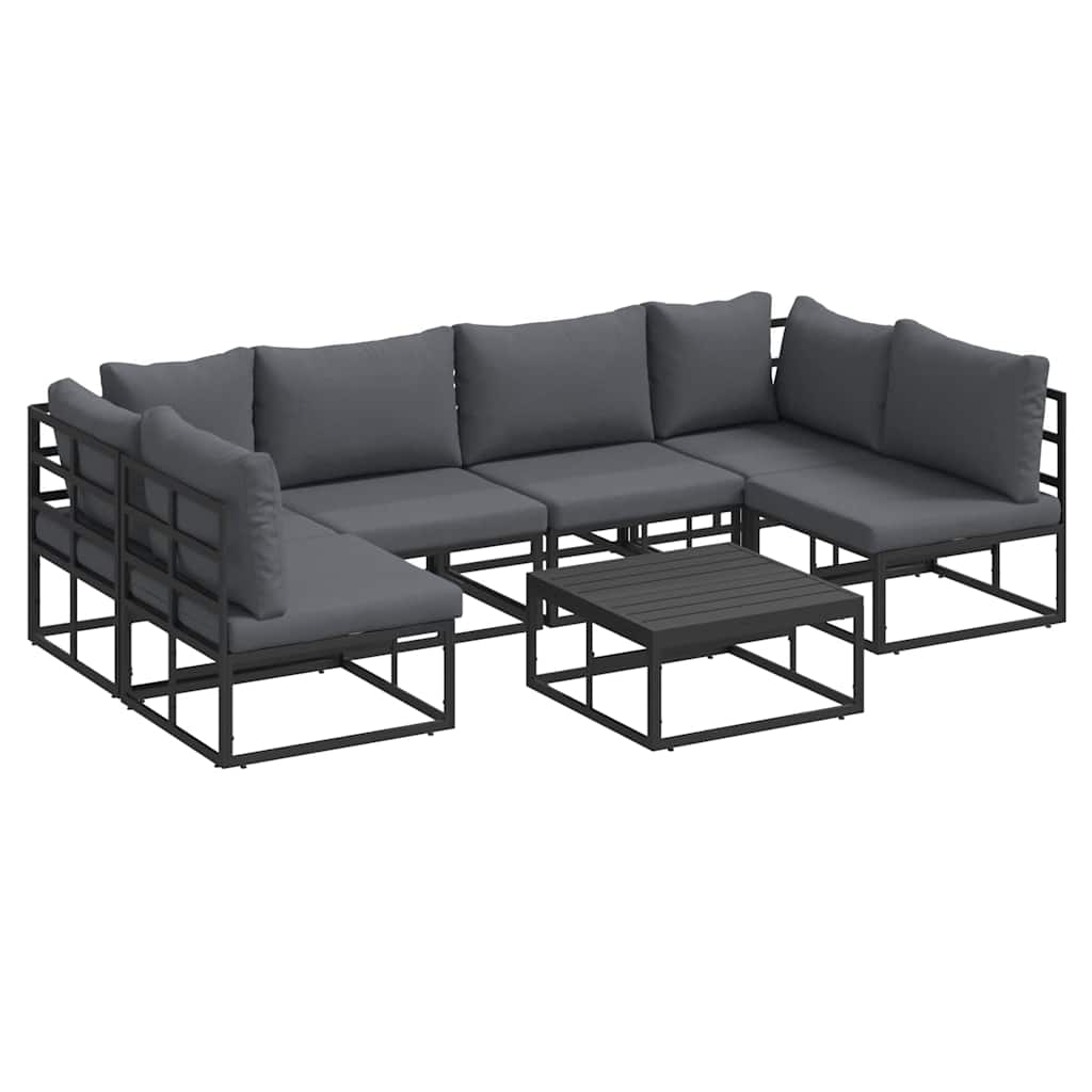Puutarhasohva Setti 7 pcs Musta 70 x 70 x 32 cm Alumiini