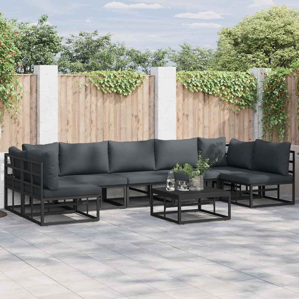 Puutarhasohva Setti 7 pcs Musta 353 x 141.5 x 71 cm Alumiini