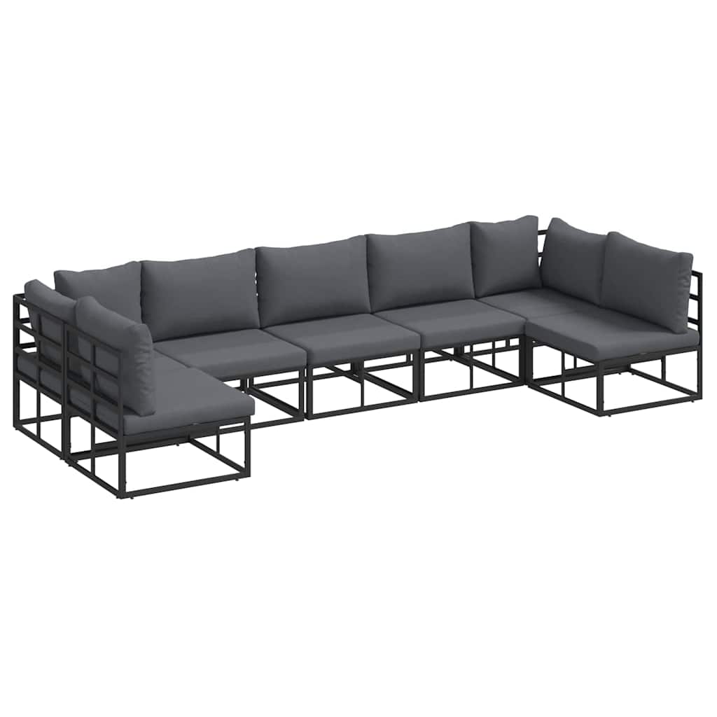 Puutarhasohva Setti 7 pcs Musta 353 x 141.5 x 71 cm Alumiini