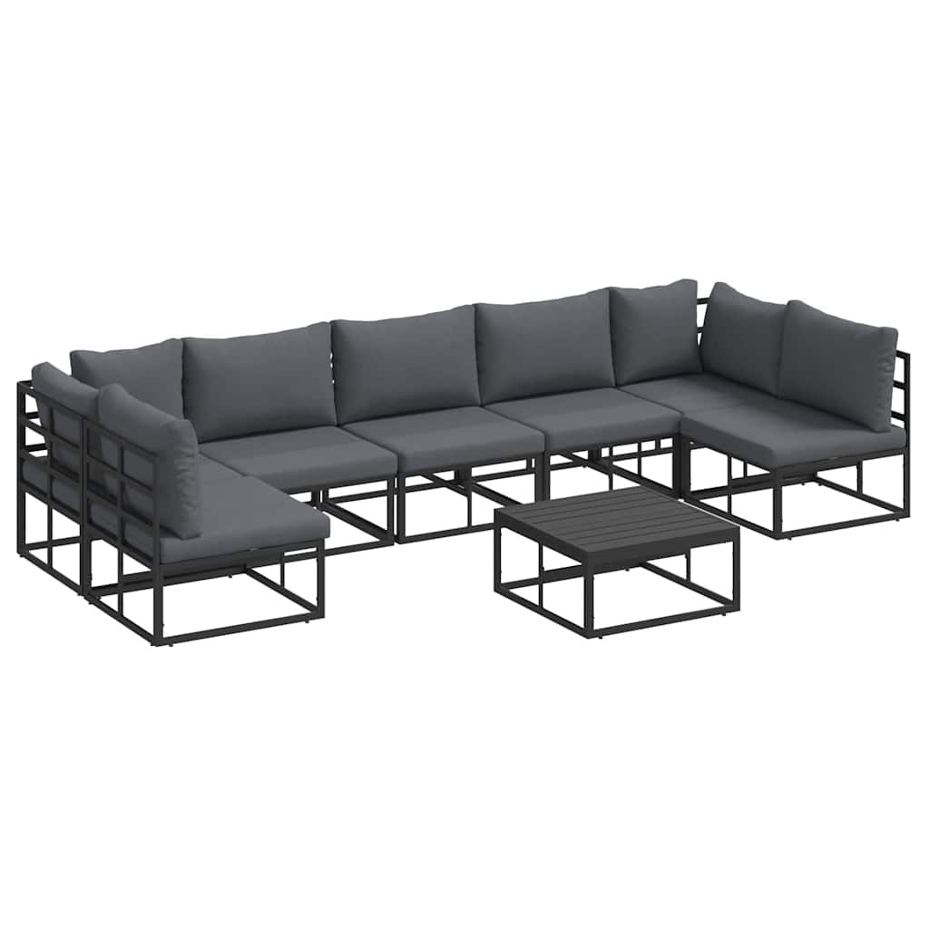 Puutarhasohva Setti 8 pcs Musta 70 x 70 x 32 cm Alumiini