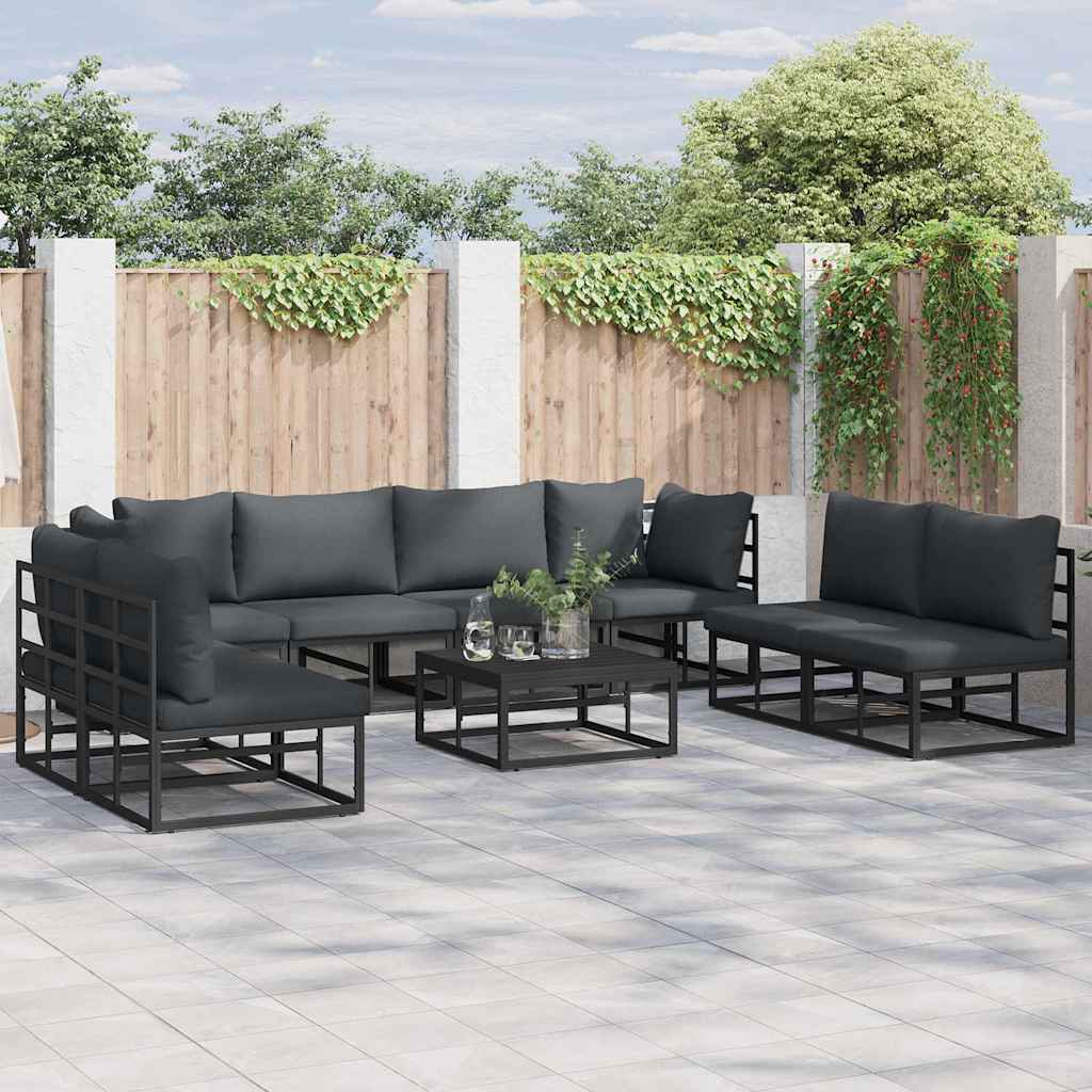 Puutarhasohva Setti 8 pcs Musta 283 x 71.5 x 71 cm Alumiini