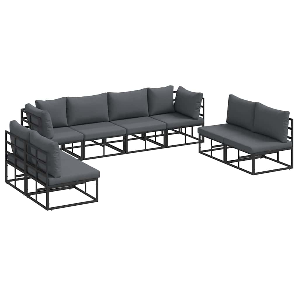 Puutarhasohva Setti 8 pcs Musta 283 x 71.5 x 71 cm Alumiini