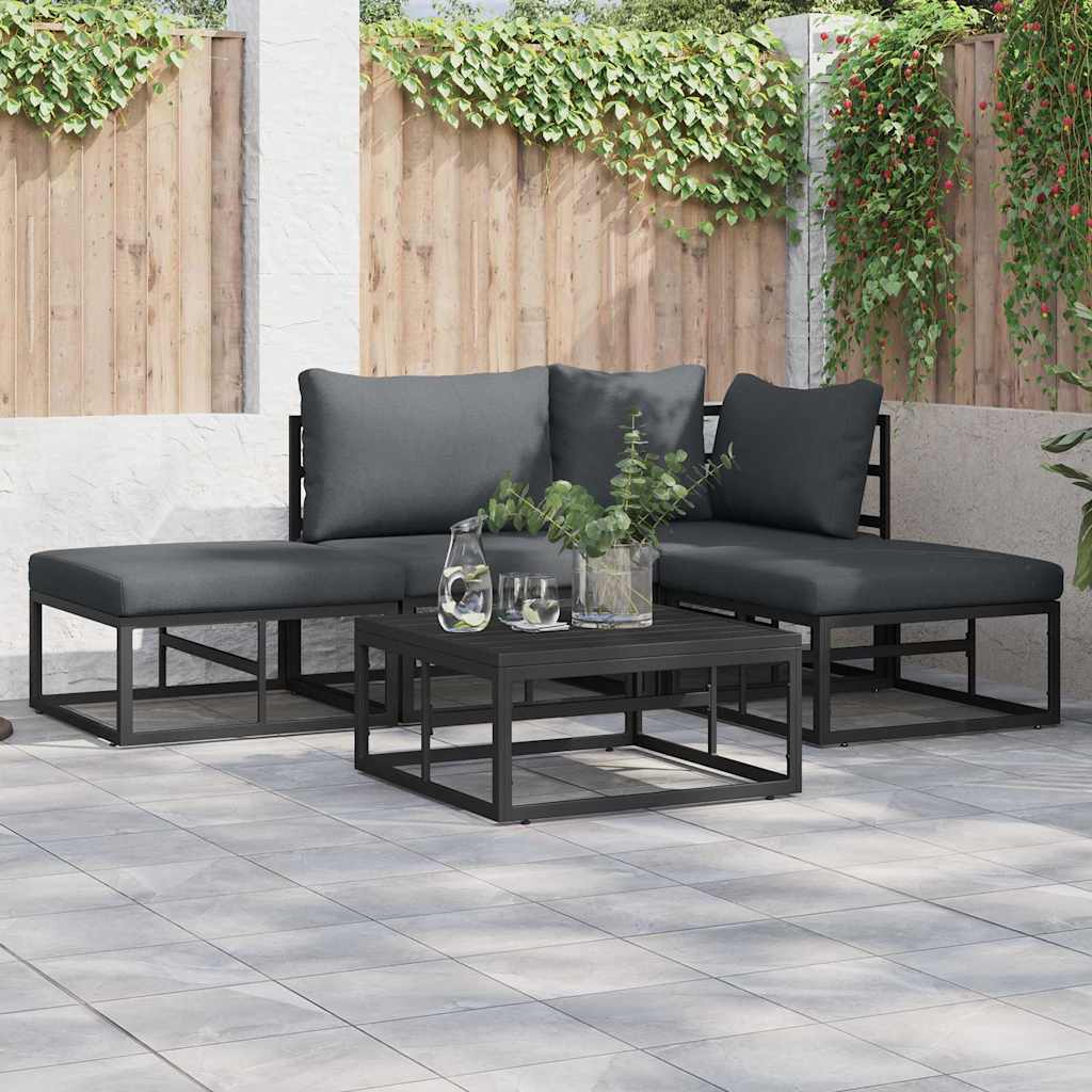 Puutarhasohva Setti 4 pcs Musta 211.5 x 141.5 x 71 cm Alumiini