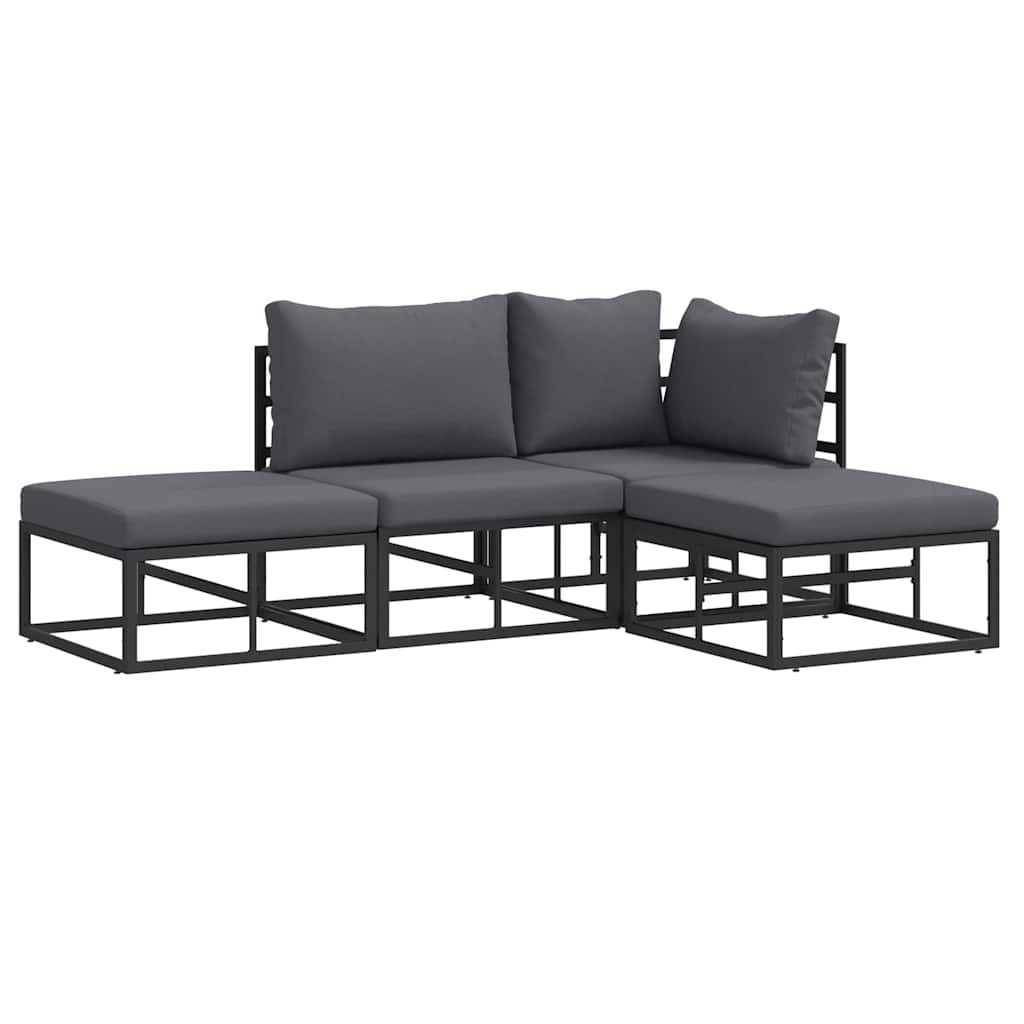 Puutarhasohva Setti 4 pcs Musta 211.5 x 141.5 x 71 cm Alumiini