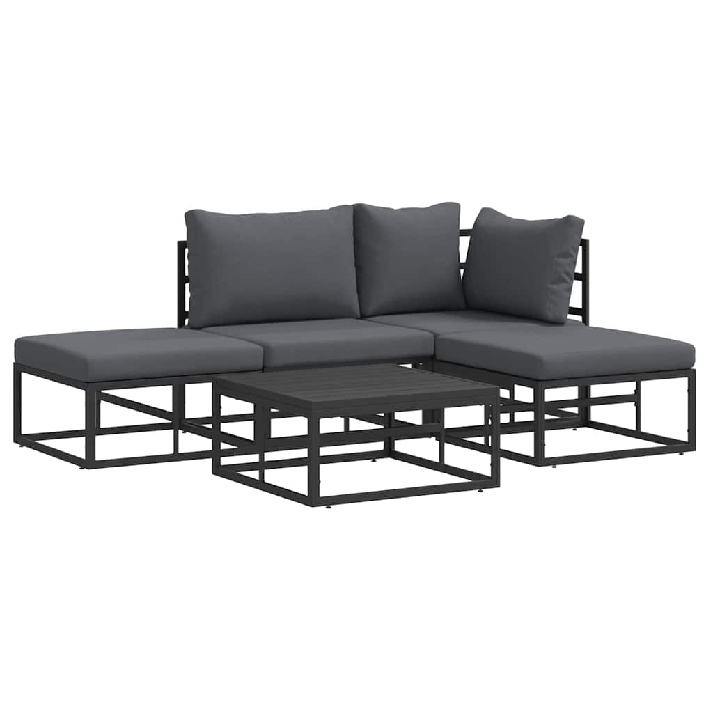 Puutarhasohva Setti 5 pcs Musta 70 x 70 x 32 cm Alumiini