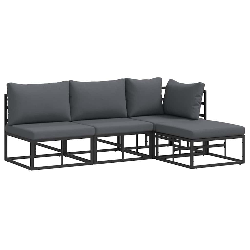 Puutarhasohva Setti 4 pcs Musta 211.5 x 141.5 x 71 cm Alumiini